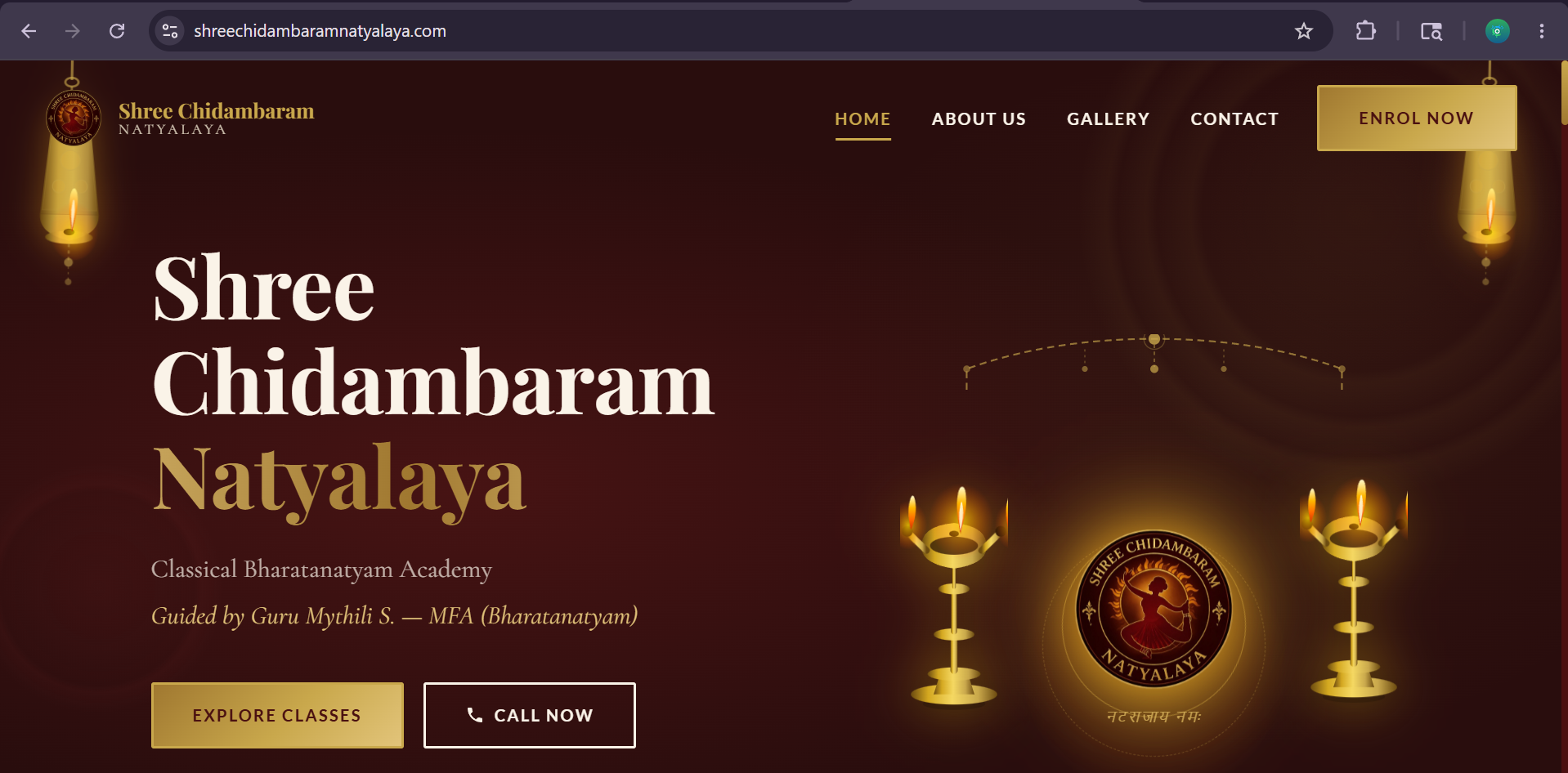 Shree Chidambaram Natyalaya homepage